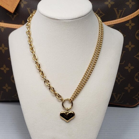 Authentic Louis Vuitton Gold Padlock Pendant w/ unbranded Stainless Steel Chain - Picture 12 of 13